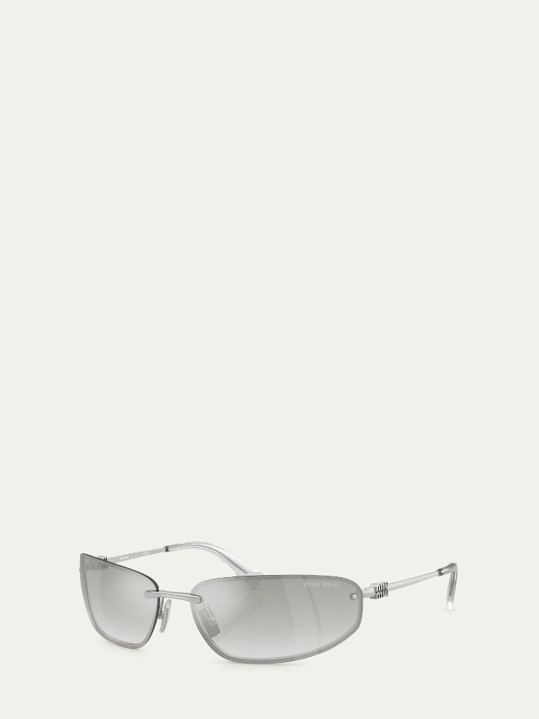 New Miu Miu Silver Miu Miu Runway Sunglasses